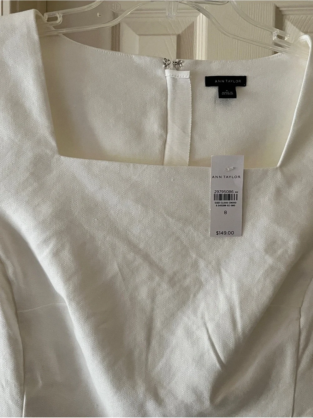 NWT Ann Taylor White Square-Neck Midi Sheath Dress